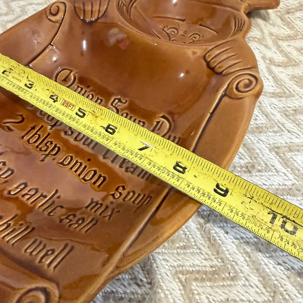 Vintage California Pottery Chef Onion Soup Dip Recipe Platter